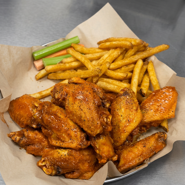 6pc Wings + 1 Topping Personal Pizza + Drink.